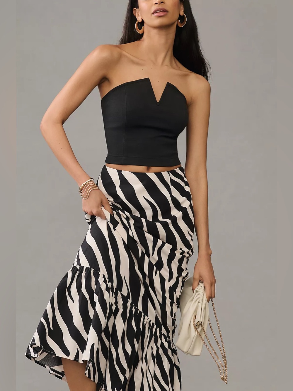 Anthropologie Forever That Girl Zebra Print Ruffle Hem Maxi Skirt NWT Size Small - Picture 4 of 13